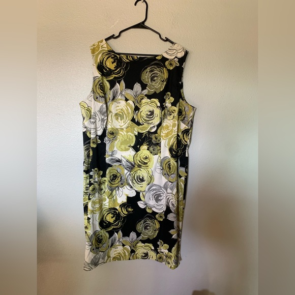 connected apparel Dresses & Skirts - Enchanted Black white and green abstract rose dress